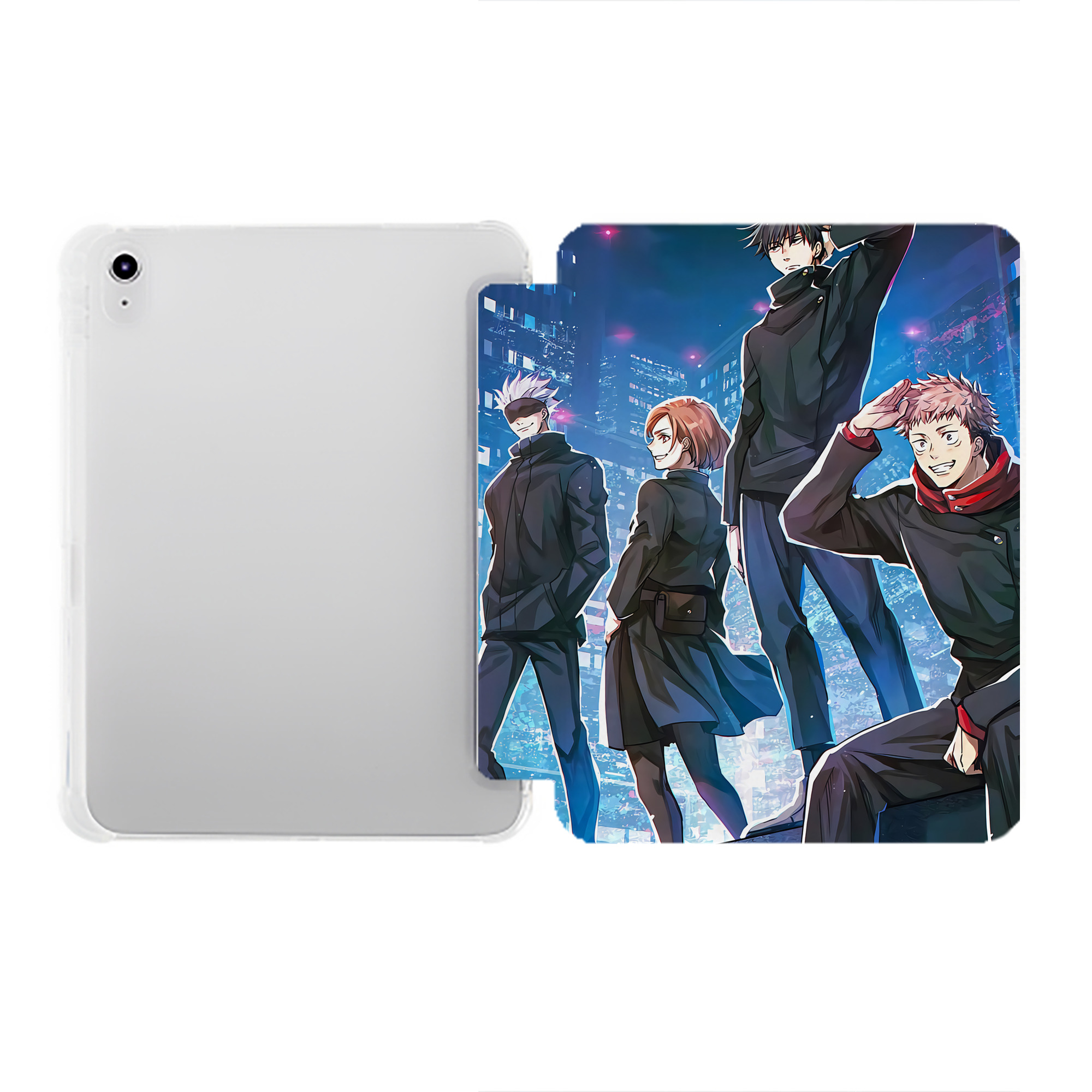 （画像用） 呪術廻戦 Jujutsu Kaisen IPad ケース ペン収納付き 三つ折りスタンド PUレザー×シリコン 対応機種9.5/10.5/10.9インチ